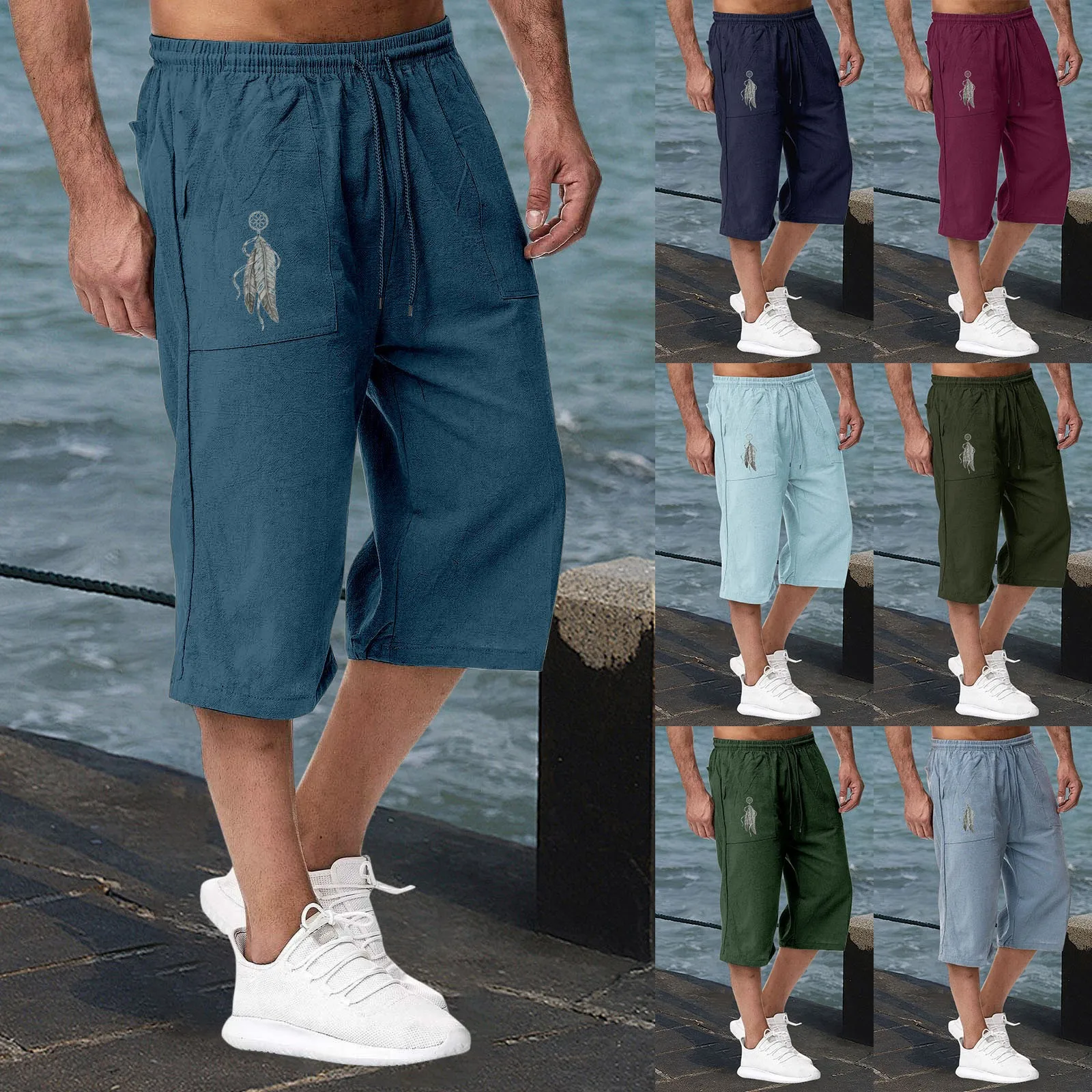 

Jogging In Spring And Summer Relaxing And Relaxing Beach Vacation Nine Point Sweatpants Warm up Pants