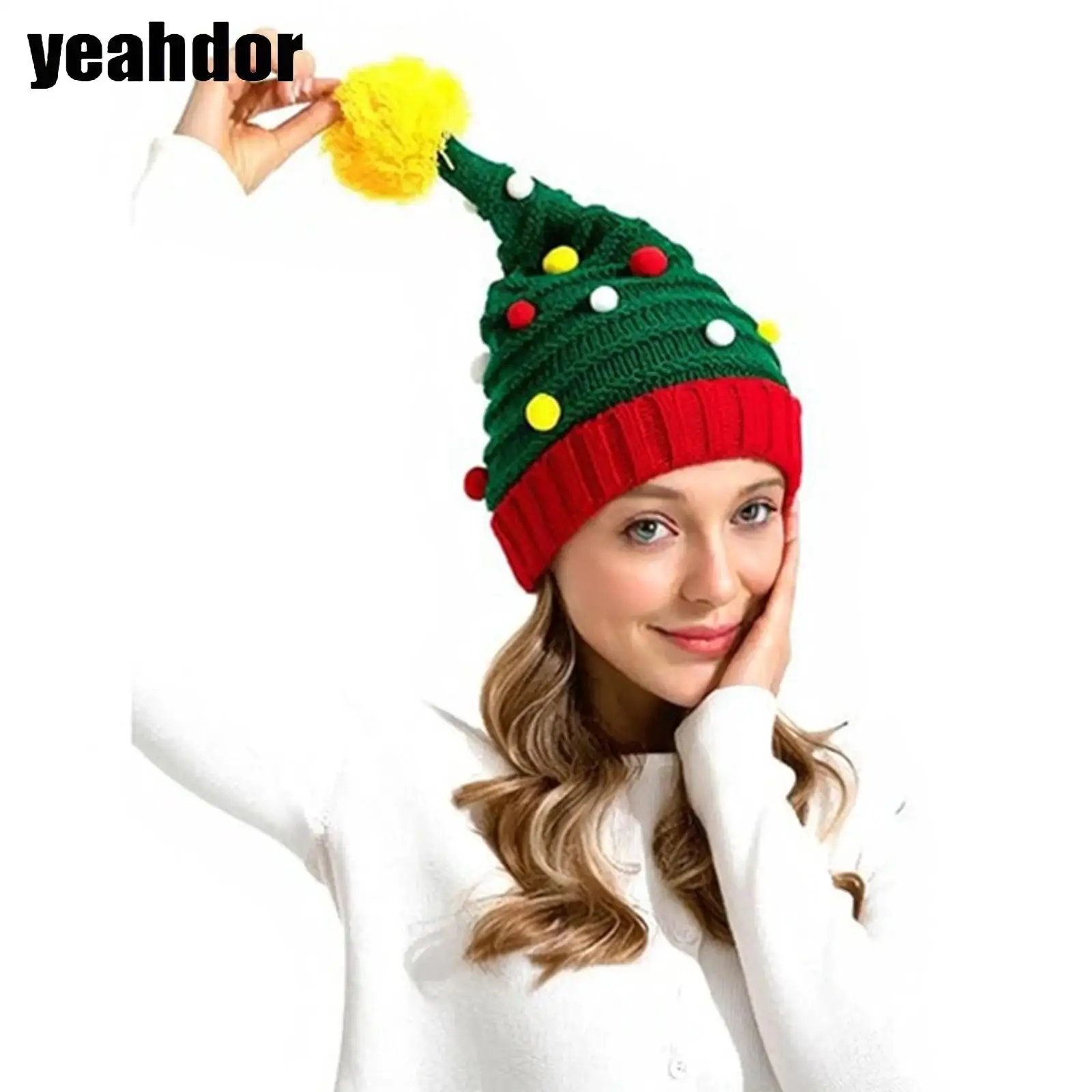 

Рождественская вязаная шапка для взрослых Мягкие шапки Санта-Клауса Шапка эльфа Вязаная крючком Рождественская шапка-бини Новогодняя вечеринка Красочный бал Рождественская шапка Шапки Подарок