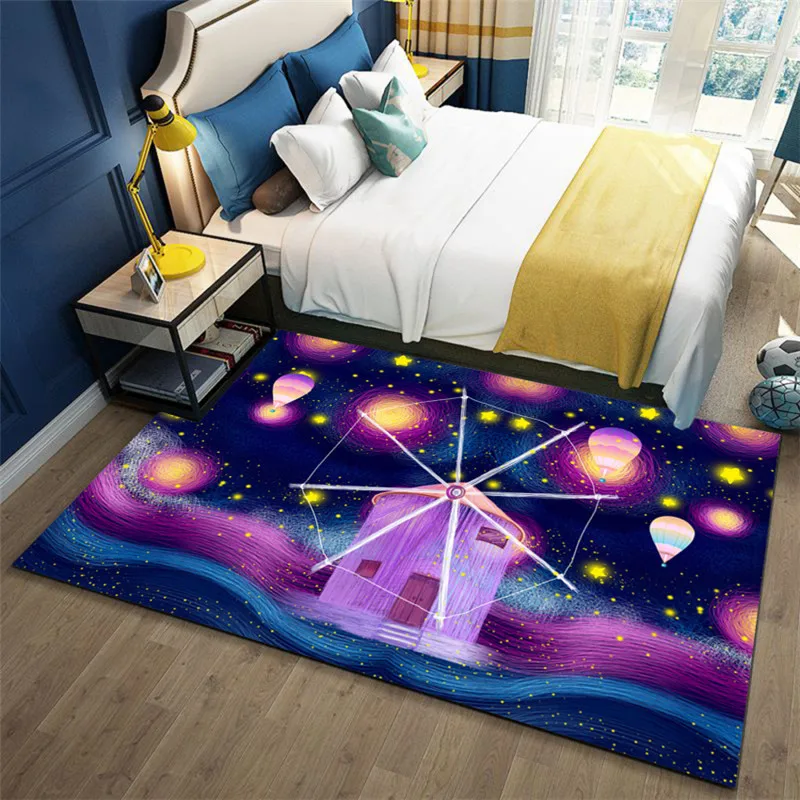 

Home Purple Star Sky Carpets For Living Room Decor Floor Mats Girl Bedroom Bedside Sofa Area Rugs Washable Bath Non-slip Doormat