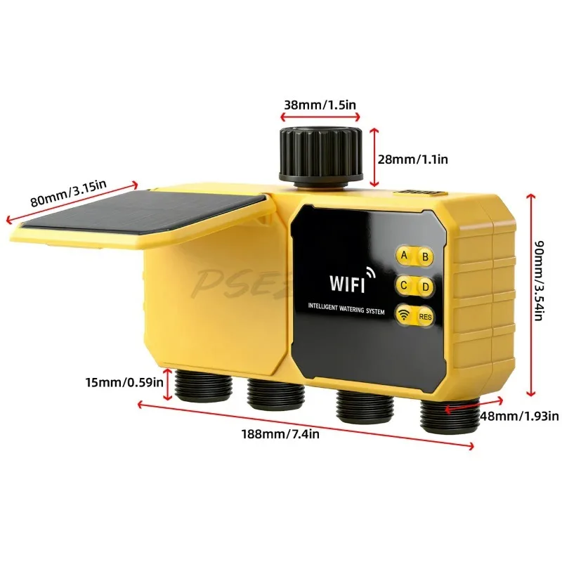 WiFi Connection Micro Sprinkler Solar Four Valve Controller Timer Swimming Pool Vegetable Garden Watering Controller