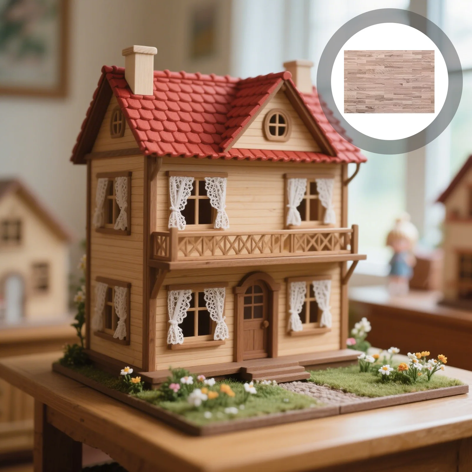 

12Pcs 29x21cm Simulation Mini Flooring Peel and Stick Dollhouse Wall Art Stickers Wood Grain Design Mini Floor Dollhouse Tile