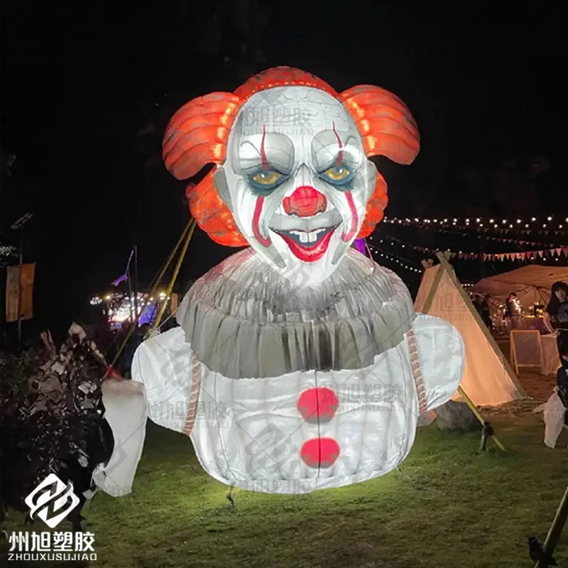 Giant inflatable clown, Evil clown with white LED lights decorated advertising props for Halloween/concert/nightclub