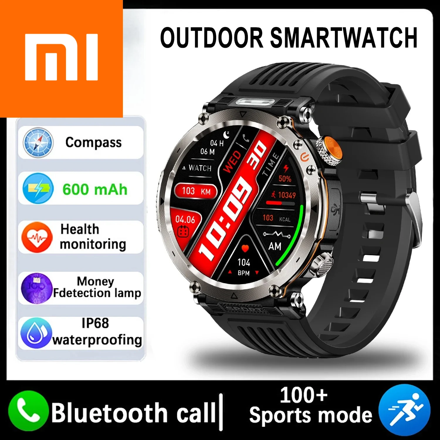 

Xiaomi Waterproof Smart Watch 600mAh Outdoor SmartWatch GPS Compass Heart rate LED Flashlight Bluetooth Call Sports Smartwatch