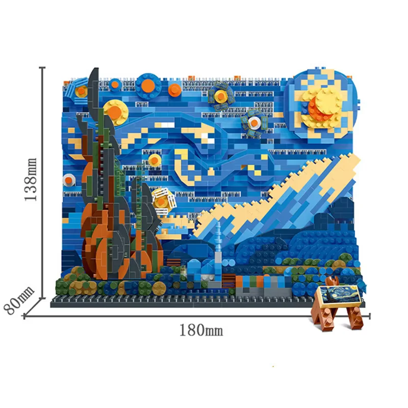 Creative Art World Famous Paintings The Starry Night MOC The Great Wave of Kanagawa Micro Building Blocks oys For Kids Gifts