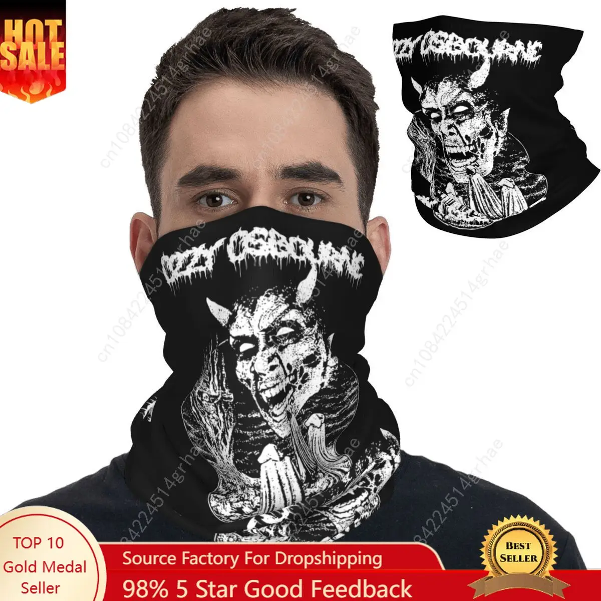 

Ozzy Osbourne Vintage Retro Bandana Neck Cover Printed Wrap Scarf Multifunctional Cycling Scarf Hiking Unisex Adult Windproof