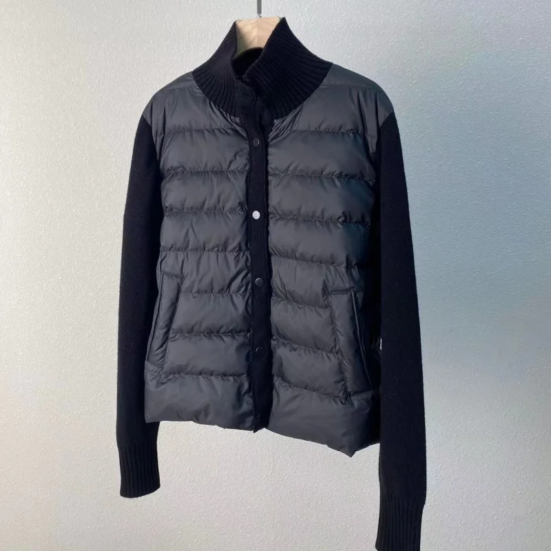 Casual Sle Piumino da donna Jaet Colletto alla coreana in lana Splicing ort Vestibilità ampia Piuma d'oca bianca Cappotto caldo