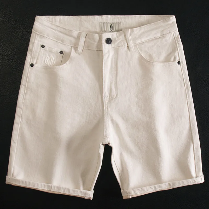 

Summer Thin Solid Color Denim Shorts For Men Elastic Design Personalized Trendy Short Denim Jeans Men Erkek Short Jean Pantolon