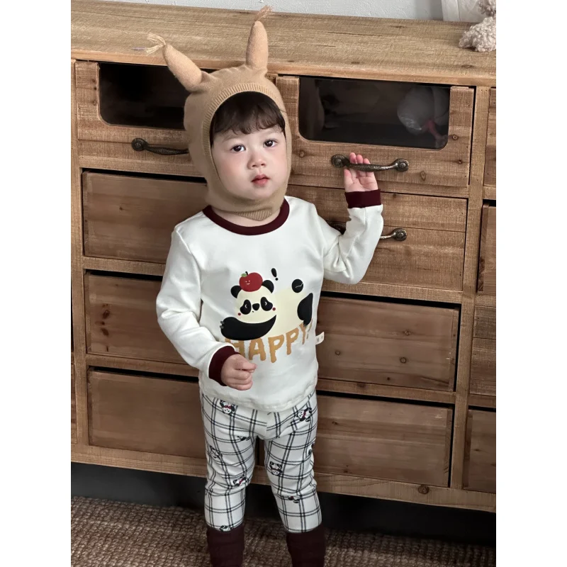 

9.29New Arrival Children Clothing2025Baby Autumn and Winter Clothes Boys Cartoon Panda Pajamas Set
