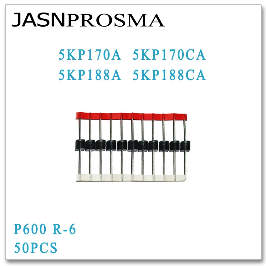 JASNPROSMA 50 шт. 5KP170 5KP170A 5KP170CA 5KP188 5KP188A 5KP188CA P600 R-6 TVS диод Высокое качество