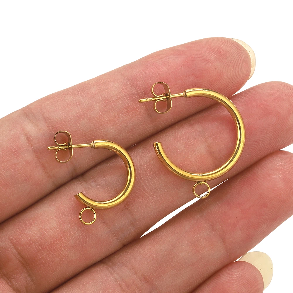 6pcs Stainless Steel C-shape Earring Making Supplies DIY Jewelry Earring Hook Connectors Jewelry Making Finding Material Parts