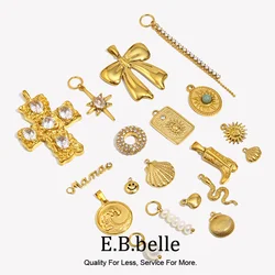 E.B.belle Waterproof Tarnish Free Cross Bow Freshwater Pearl Heart Cowboy Boot Sun Snake Charms Jewelry Accessories