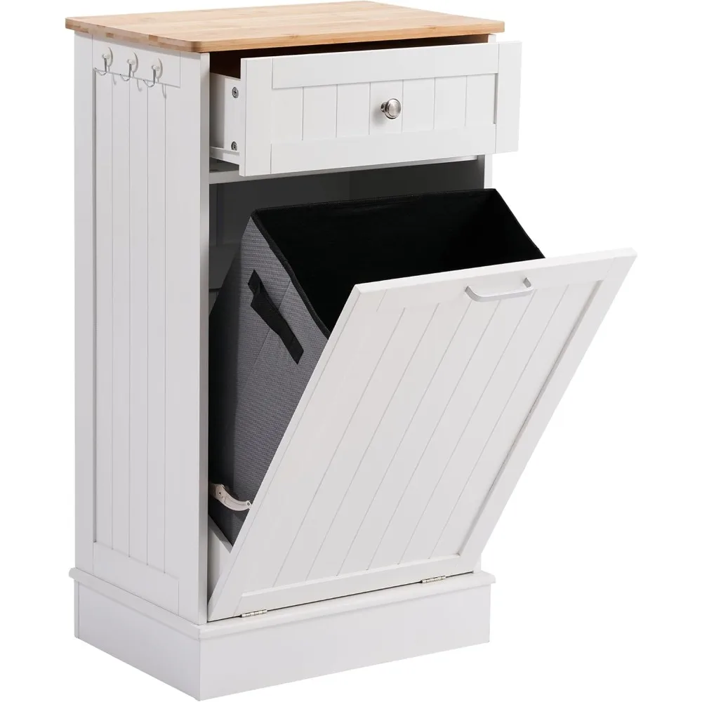13 Gallons Tilt Out Trash Cabinet, Hidden Trash Can Kitchen Wooden Tilt Out Pet Proof Hidden Trash Bin for Kitchen Living Room,