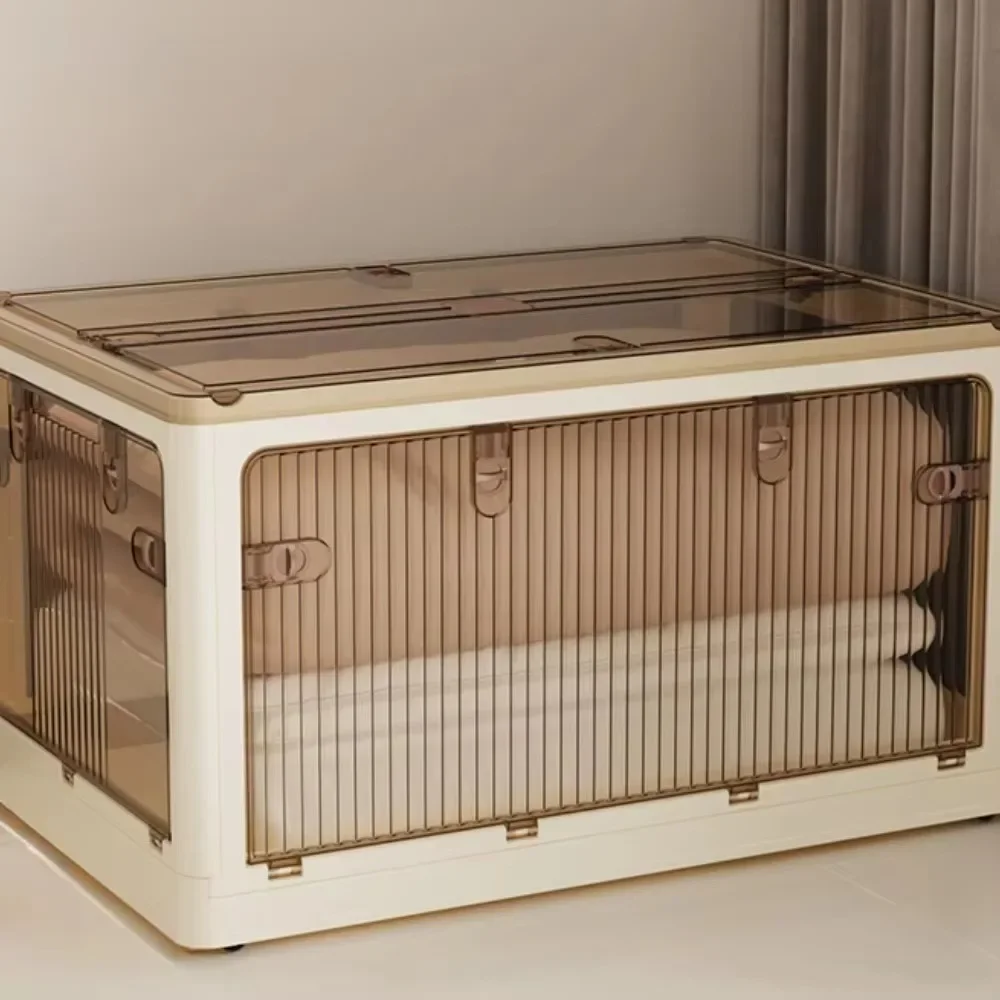 Foldable Storage Box Closet Organizer Stackable Sundries Organizer with Wheels Home Storage Large Capacity Books Snack Toy Bin