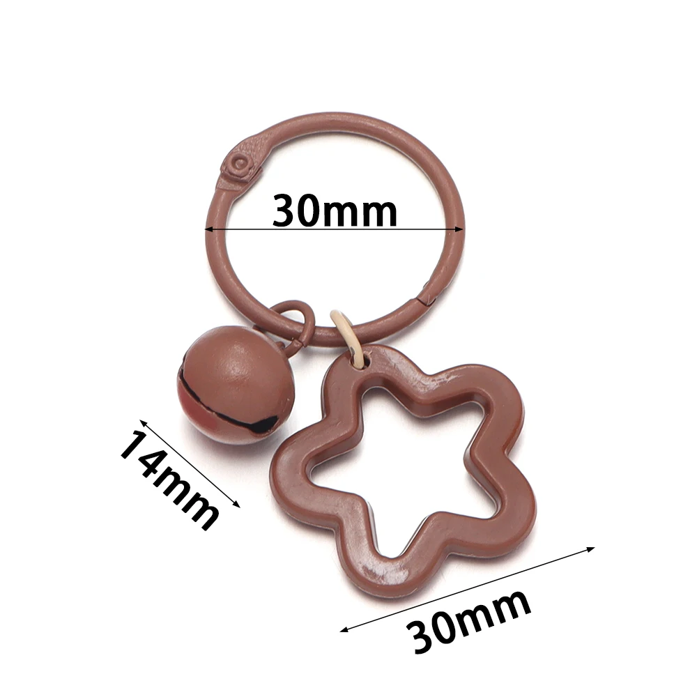 10 Stück bunte Stern-Glocken-Anhänger-Schlüsselanhänger mit offener Ring-Schnalle für die Herstellung von DIY-Schmuck, Schlüsselketten, Taschen- und Geldbörsen-Dekorationen – Detail 1