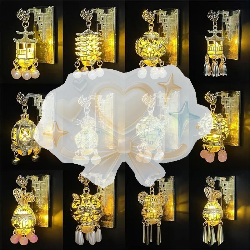 Traditional Chinese Style Light Up Lantern Fridge Magnet Tassel Pendant Waterproof Magnetic Decor for New Year Gift