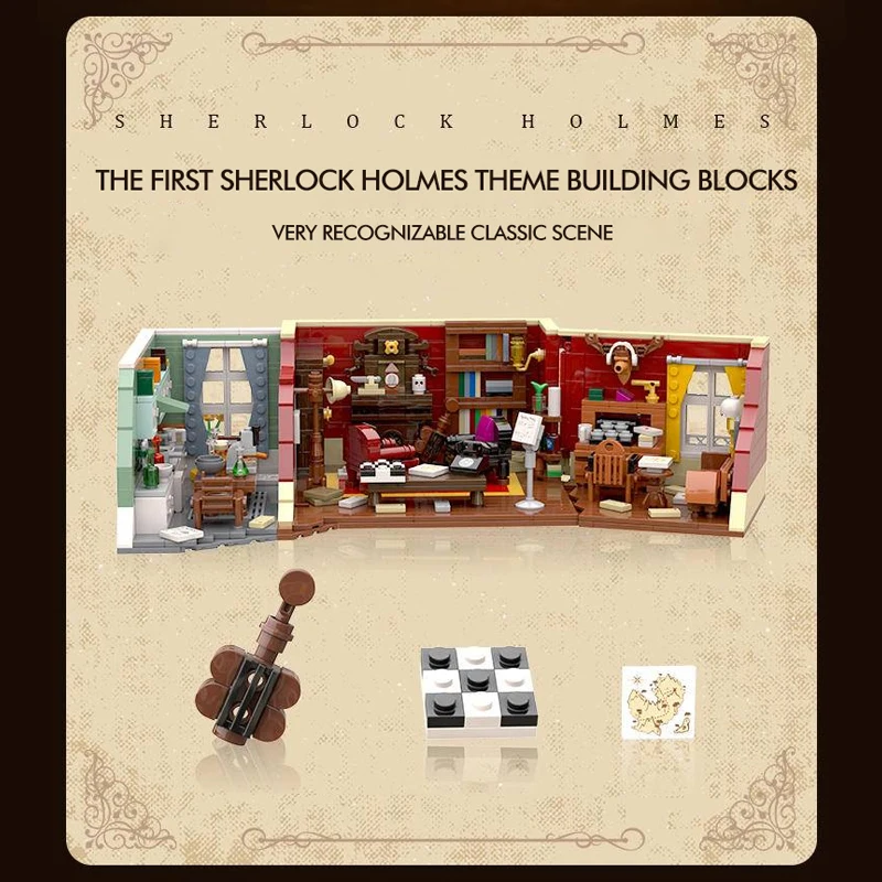 Filme moc sherlock holmes 221b apartamento blocos de construção vista rua salas exibição modelo tijolo quebra-cabeça montagem brinquedos para o presente do miúdo