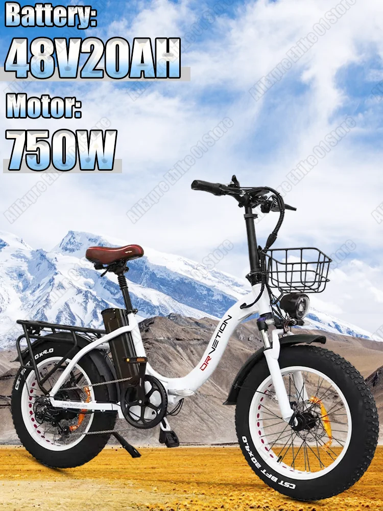 AliExpress NONE E Bike Folding 750W Powerful Motor 48v20Ah Lithium Battery Electric Bike Disc Brake Adult 20*4.0 Inch Fat Tire Electric Bicycle
