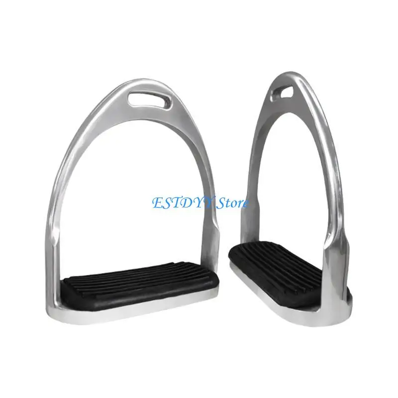 

G6DE Horse Stirrups, 1 Pair High Strength Riding Stirrups Safety Stirrups Equestrians Stirrups Treads with Nonslip Rubber Pad
