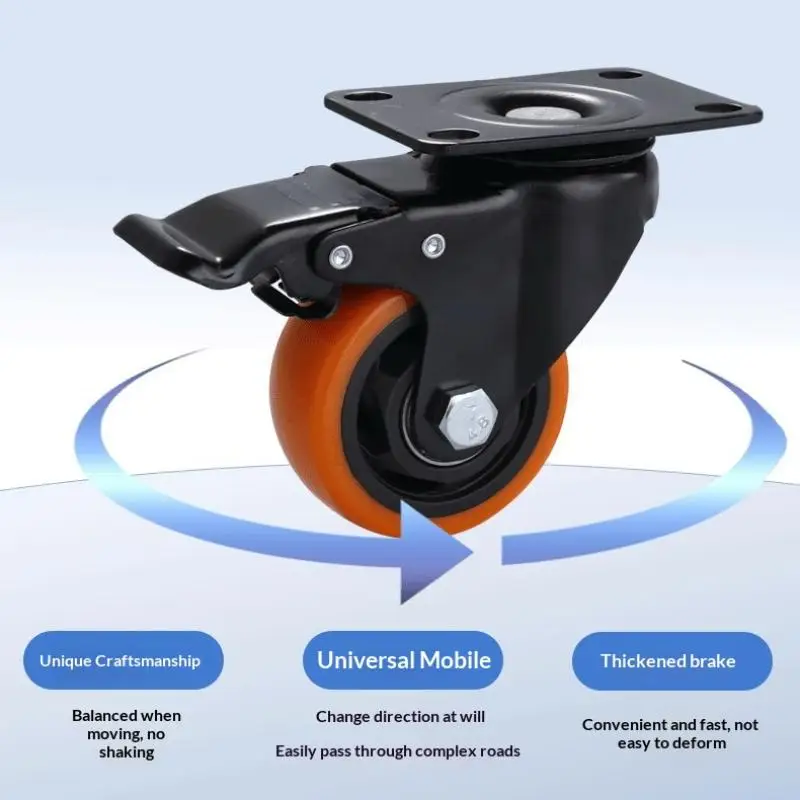 Swivel Castor Wheels 2/4Pcs 1.5 Inch Rubber Flat Brake Caster for Trolley Furniture Home DIY Replacement