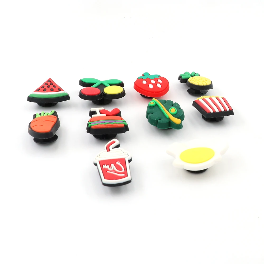 1 Set Shoe Decorations Charms Vegetable Cute Cartoon Hamburger Shoe Accessories Pvc Sandals Ornament Pins Adult Kids Party Gife 4