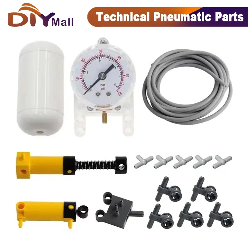 16 peças moc pf peças pneumáticas técnicas barômetro tanque de ar bomba pistão mangueira conjunto de interruptor para legoeds 47225 2797c02 75974