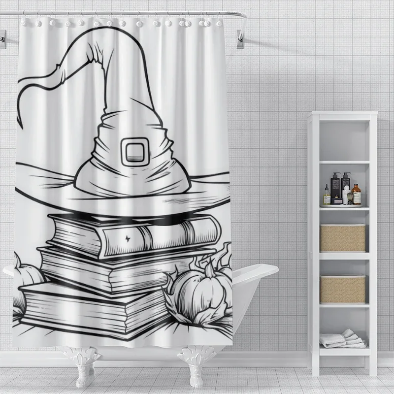 

Home shower curtains for bathroom waterproof fabric Modern Nordic style Living Room curtain Halloween Autumn Pumpkin decoraXT6@！