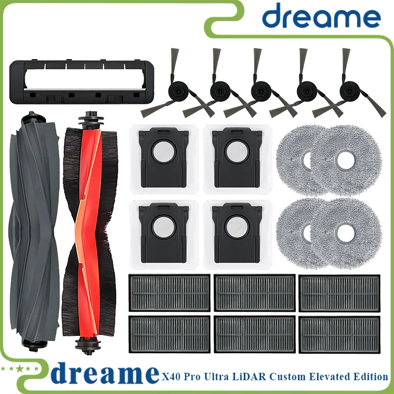 Global Dreame X40 Pro Ultra LiDAR Custom Elevated Edition，S30 Pro UItra Vacuum Cleaner Parts；Roller Main Side Brush，Dust Bag