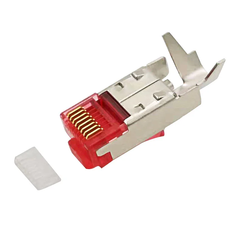 10PCS RJ45 Connector 8P8C Cat5 Cat6 Modular Plug Shielded Metal Cable Clip Type Aperture 1.02mm Two-piece