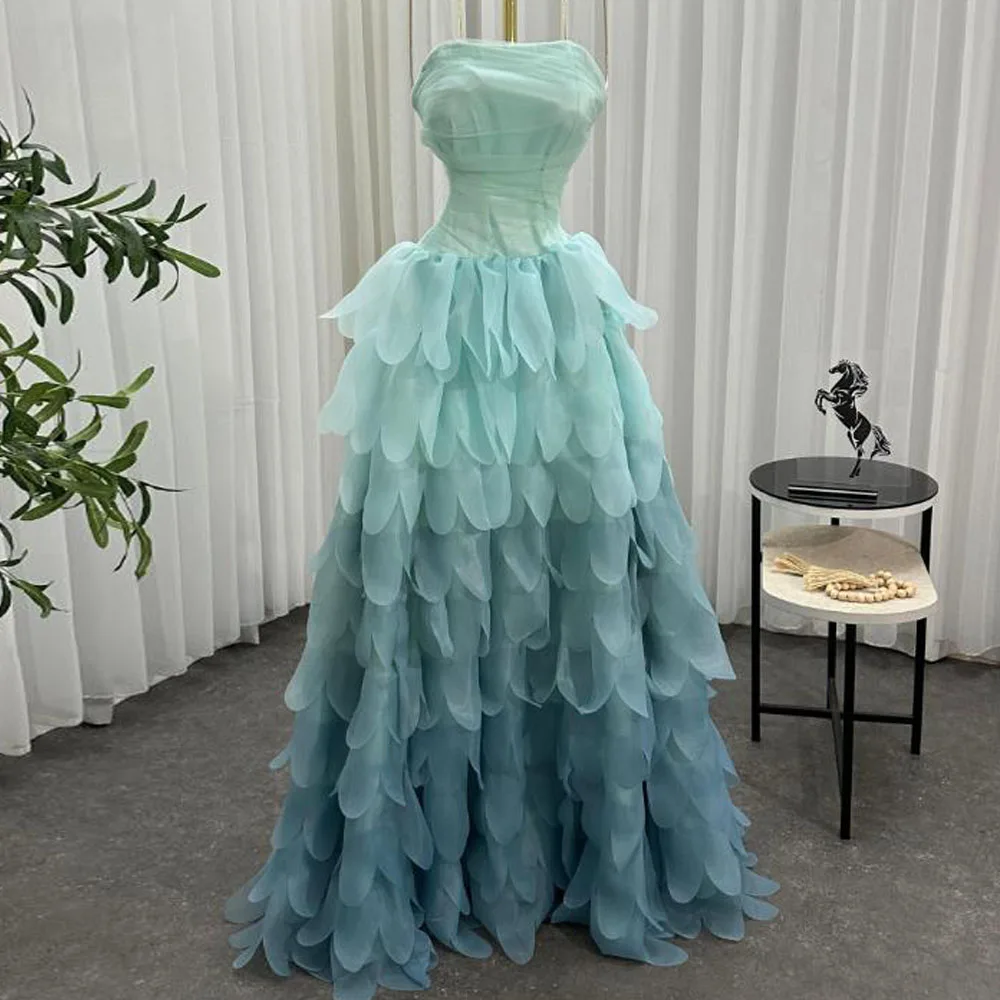 Customized Gradient Tiered Ball Gown Prom Dresses 2025 Strapless Ruffles Layered Maxi Dress Pleat Oranza Birthday Dresses