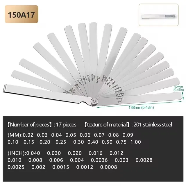 1Pcs10-32 Blades Voelermaat Metrische Gap Filler Gauge 0.01-1mm Rvs Hoge Precisie Diktemeter meetinstrument