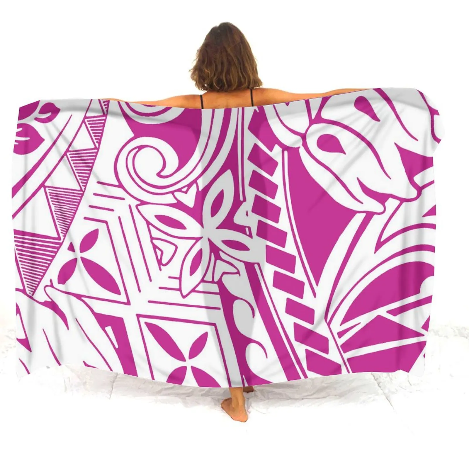 Casaco de peça única feminino, leve, proteção solar, sarong drape, estampa polinésia, design personalizado, venda quente, verão