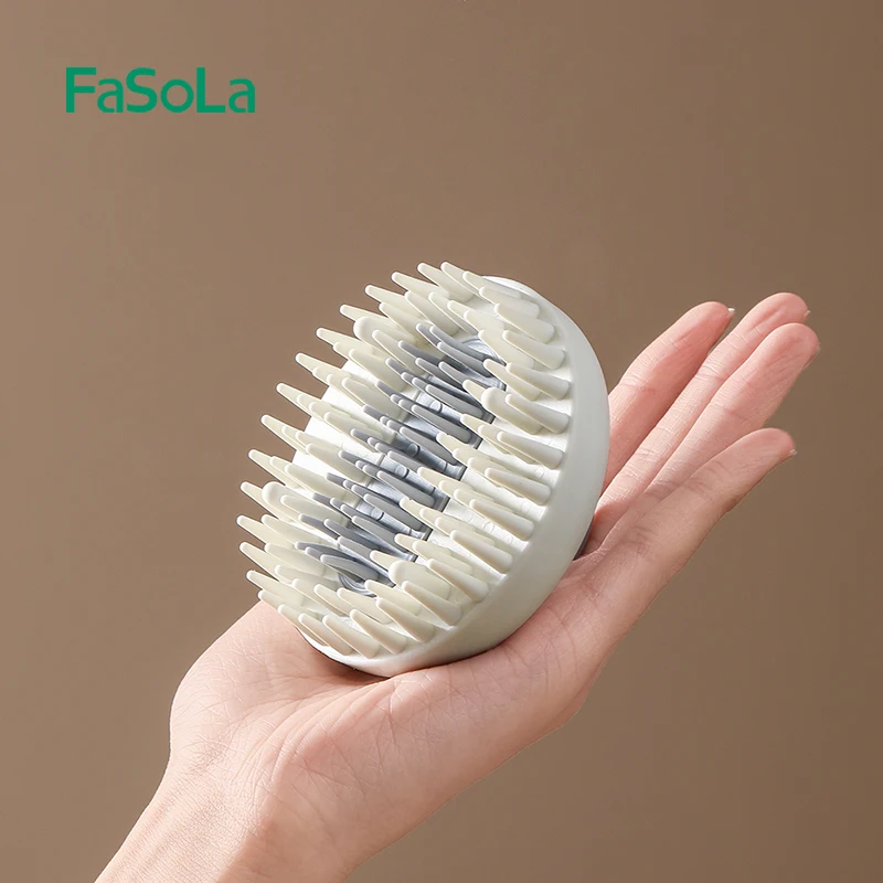 FaSoLa Silicone Hair Scalp Massager Rubber Grip Wet & Dry Scalp Shower Massage Brush Grey Shampoo Scrubber Brush Head Scrubber