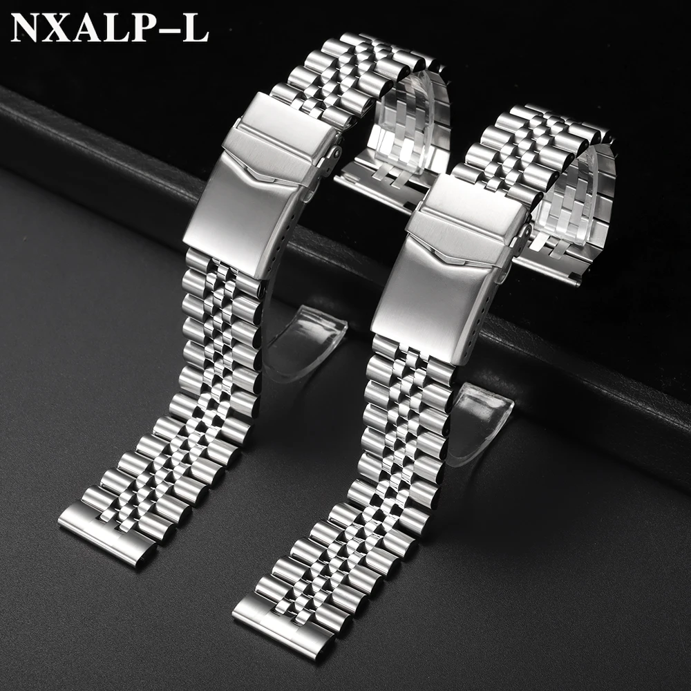 Cinturino in acciaio inossidabile massiccio 316L per Seiko per Jubilee Bracciale subacqueo Cinturino con fibbia solida Cinturino sportivo da uomo 20mm 22mm