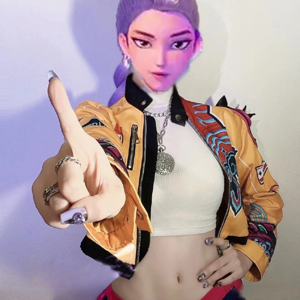 

Rumi Cosplay Costume Anime Movie KPop Demon Hunters Rumi Cosplay Wig Jacket Huntrix Uniform Halloween Costumes for Women Girls