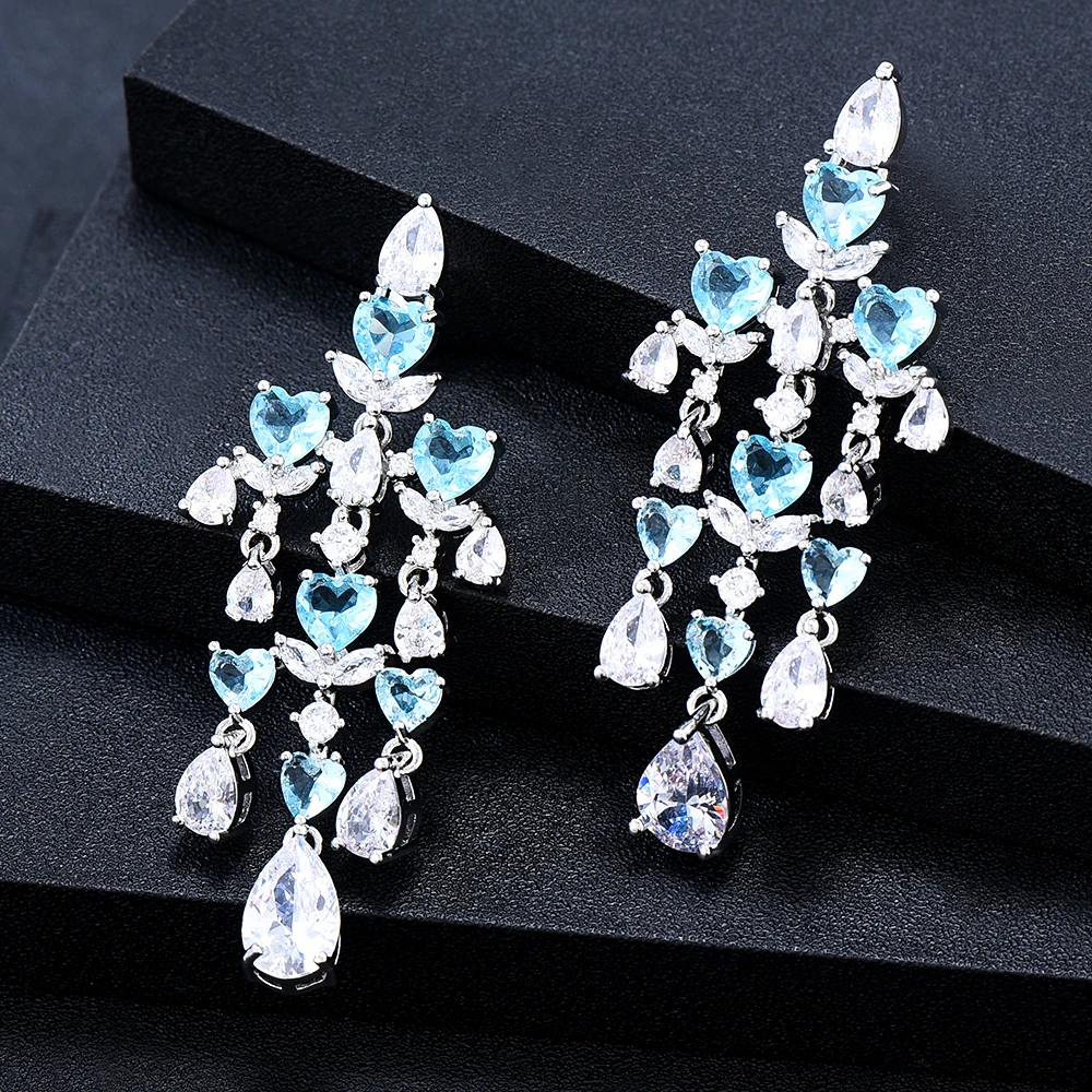 

Missvikki Luxury Blue Green Waterdrop Earrings For Women Wedding CZ Dubai Bridal Earrings boucle d'oreille Trendy Jewelry Gift
