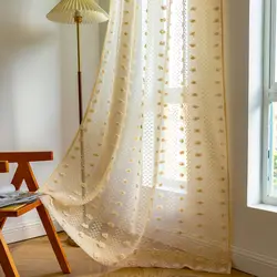 Stereoscopic Jacquard Tulle Curtain Road Pocket Shade Curtain for Kitchen Bedroom Living Room Bay Window Cabinet Curtain