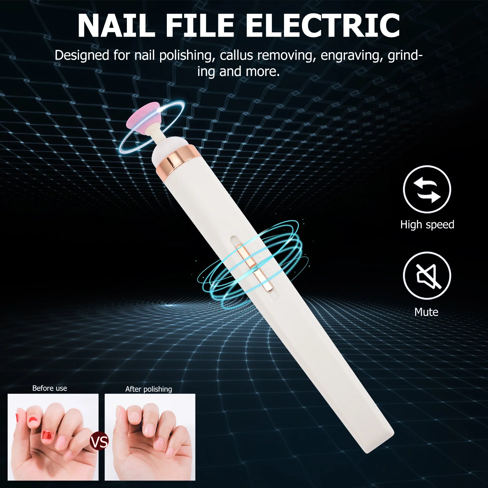 

1Set Electric Nail Drill Manicure Set Compact Portable Nail Art Tool for Sanding Polishing Callus Removal and Engraving