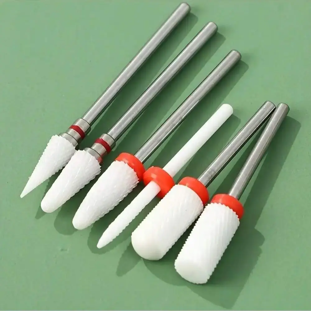 2/6 stuks keramische nagelpolijstbitset - nagelboren, polijstreinigingsborstel. Pedicureverwijderaar voor acrylgel - afbeelding 2