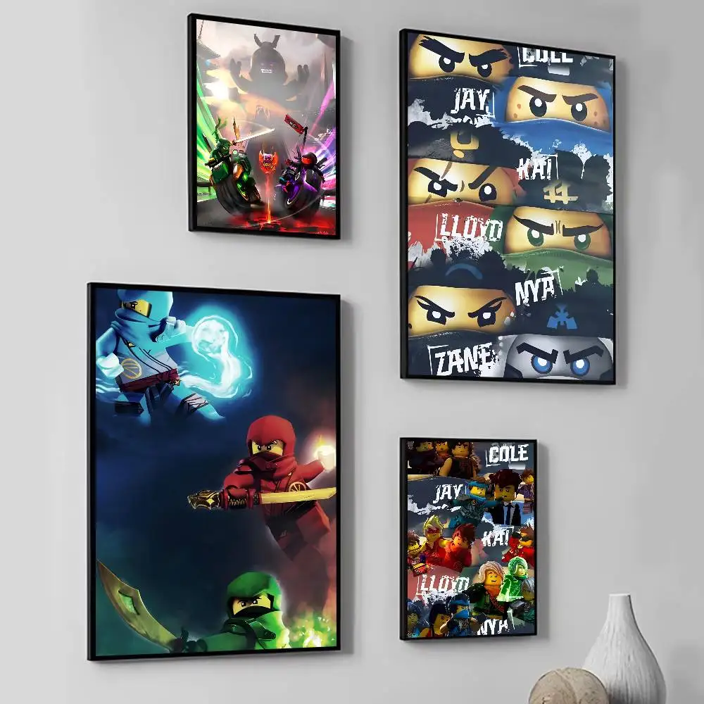 Anime Cool L-LEGOs Cartoon N-Ninjago Manga Posters Self Adhesive Waterproof Ideal For Living Room Bedroom Bar Decoration