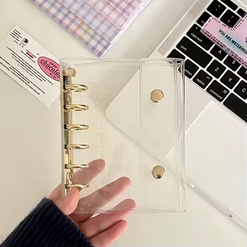 A7 Widening Double Button Transparent PVC Soft Cover Binder Cover Journal Sketchbook Accessories Diary Office Supplies - Image 12
