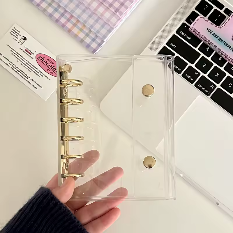 A7 Widening Double Button Transparent PVC Soft Cover Binder Cover Journal Sketchbook Accessories Diary Office Supplies - Image 12