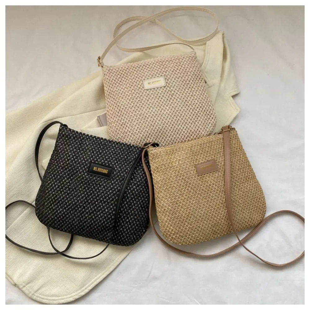 Ladies Fashion Summer Straw Crossbody Bag Women Beach Holiday Shopping Woven Shoulder Handbag Messenger Purses for Women Bags