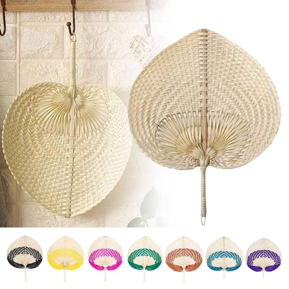 Summer Cooling Fan Pure Natural Handmade Diy Artificial Woven Shaped Wedding Home Fan Woven Bamboo Heart Decoratio I0f5