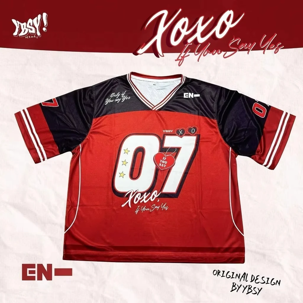 Damska koszulka na lato 2025, nowa specjalna koszulka EN X.O, luźny, oddychający T-shirt z dekoltem w serek, moda uliczna, casual, retro, Y2K, hip hop.