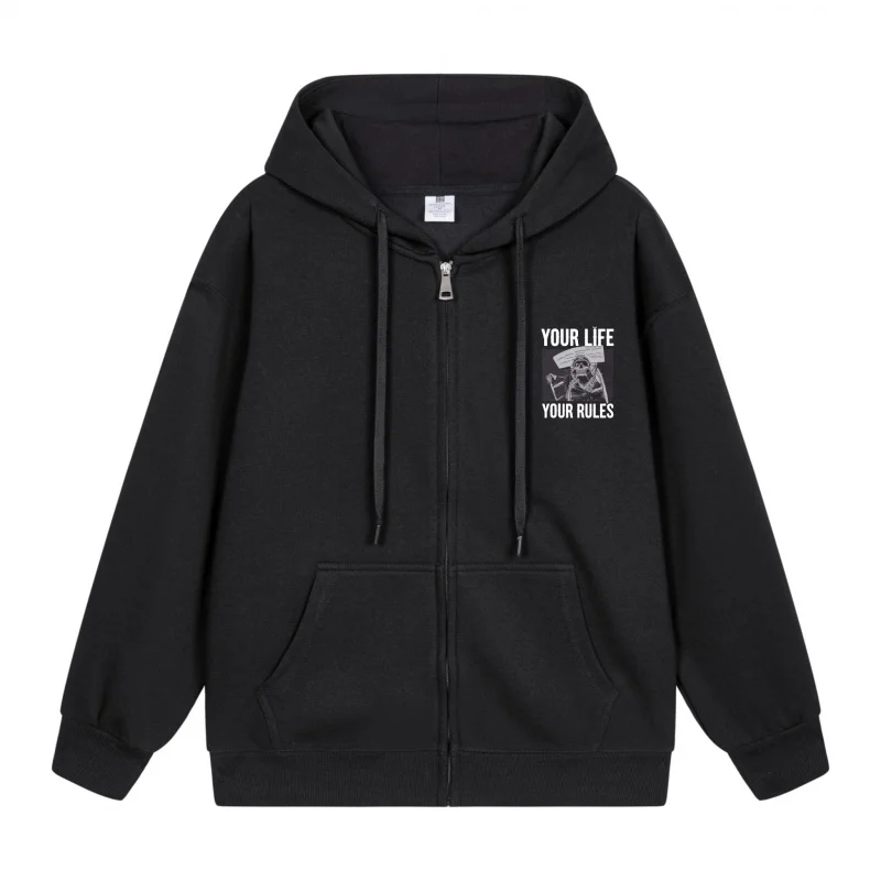 

Men's Zip-Up Hoodie Your Life Your Rules Design New Style Casual Couples’ Style Casual and Loose