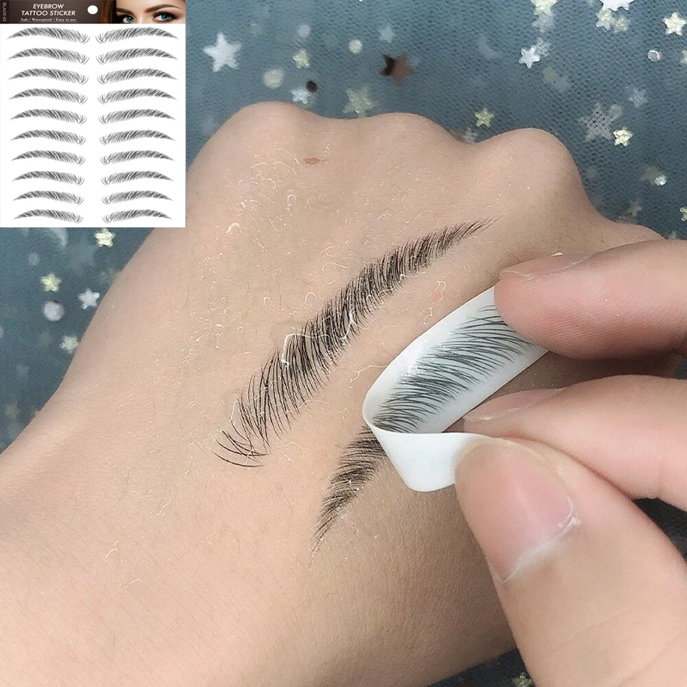 6D Hair-like Eyebrow Sticker Water-based Brow Tattoo Stickers Long Lasting Waterproof Nutural Enhancers False Eyebrows Cosmetics