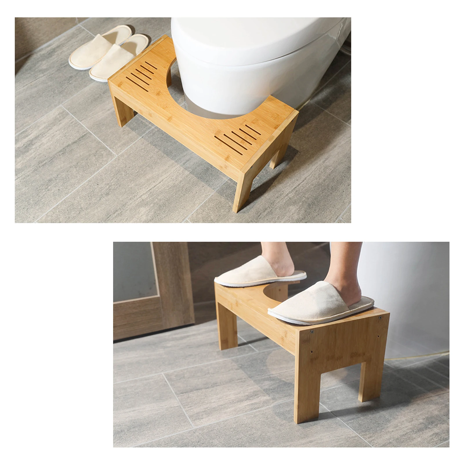 Multi-functional Bamboo Toilet Stool, Toilet Assistance Steps Stool for Kids and Seniors, Toilet Stool Poop Stool