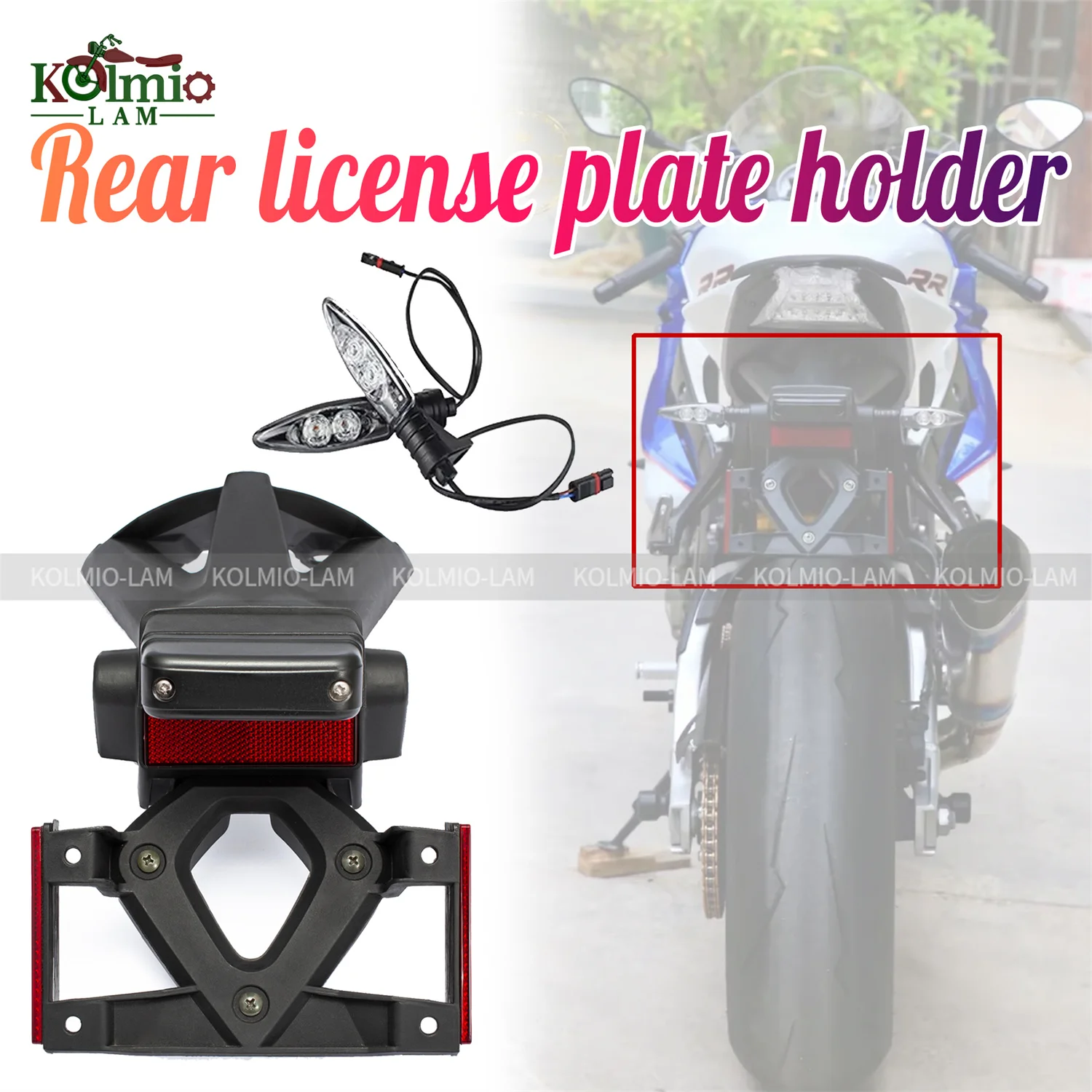 

Fit For BMW S1000RR 2009 - 2018 Motorcycle Rear Tire Fender License Number Plate Light Frame Holder Bracket Turn Signal