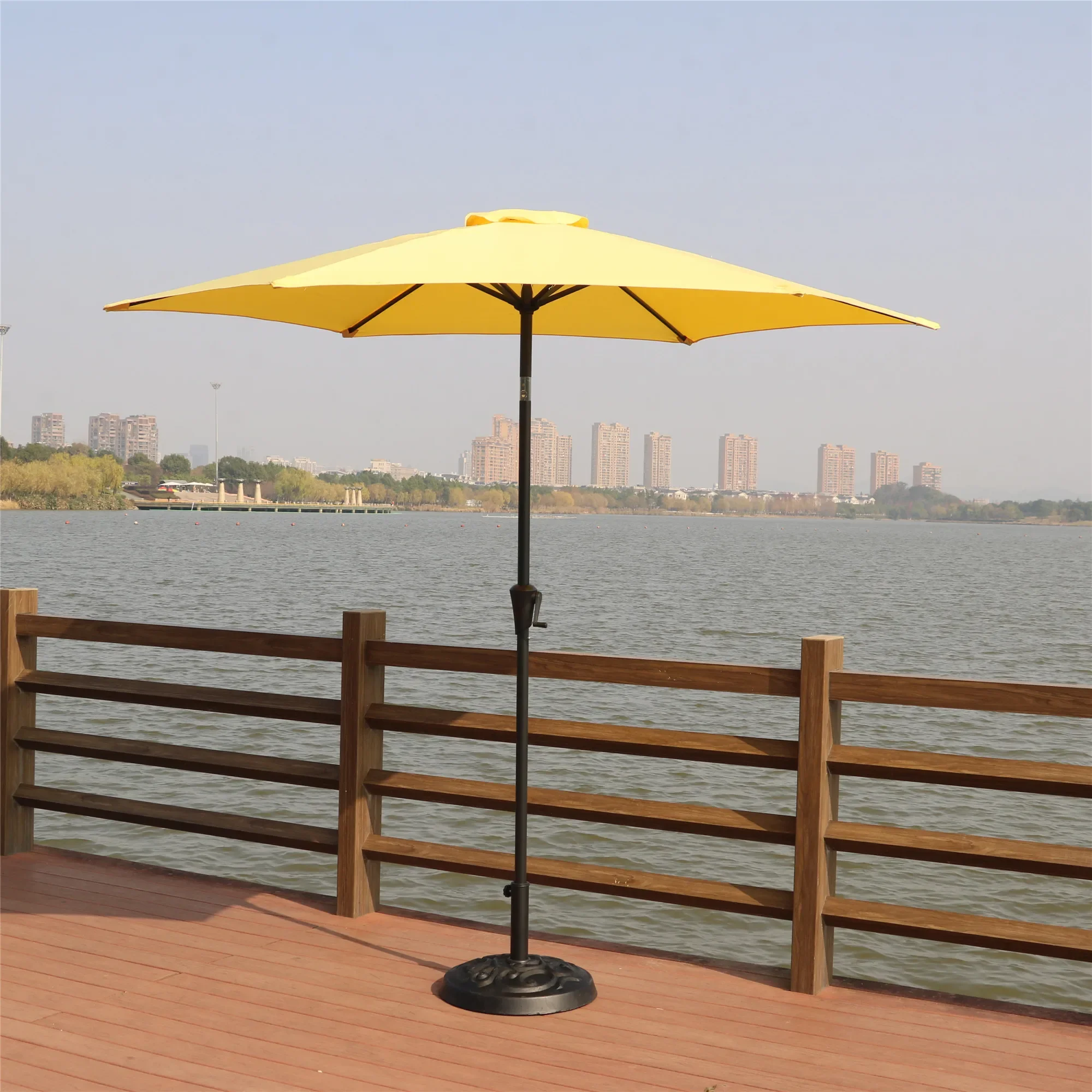 2026 2026 8.8 Feet Yellow Aluminum Patio Umbrella Waterproof and Foldable for Outdoor Furniture for Courtyard Use