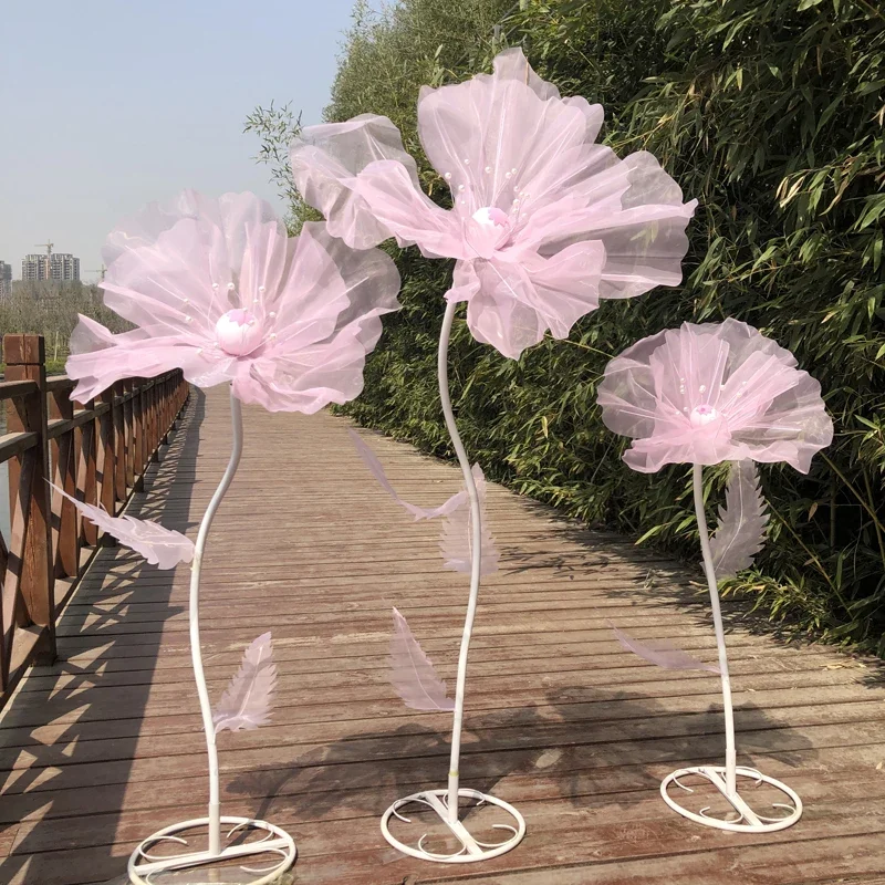 3Pcs/Set Wedding Decor Props Road Lead Flowers Wedding Stage Silk Flower Mesh Artificial Plants Garden Flower Decoration Mariage